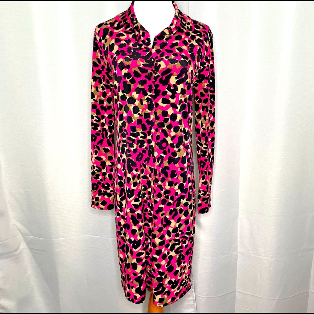 Anne Klein cheetah jersey shirt dress